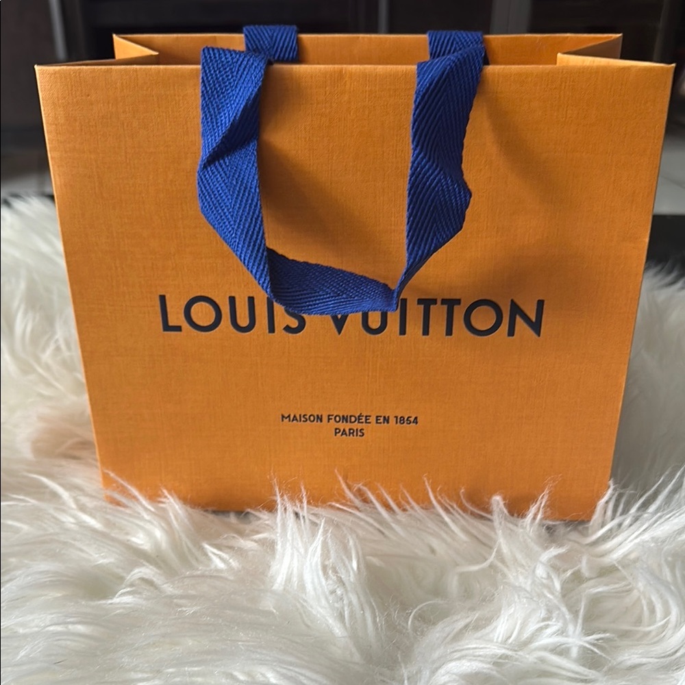 Louis Vuitton Orange Gift Bag with Blue Handles